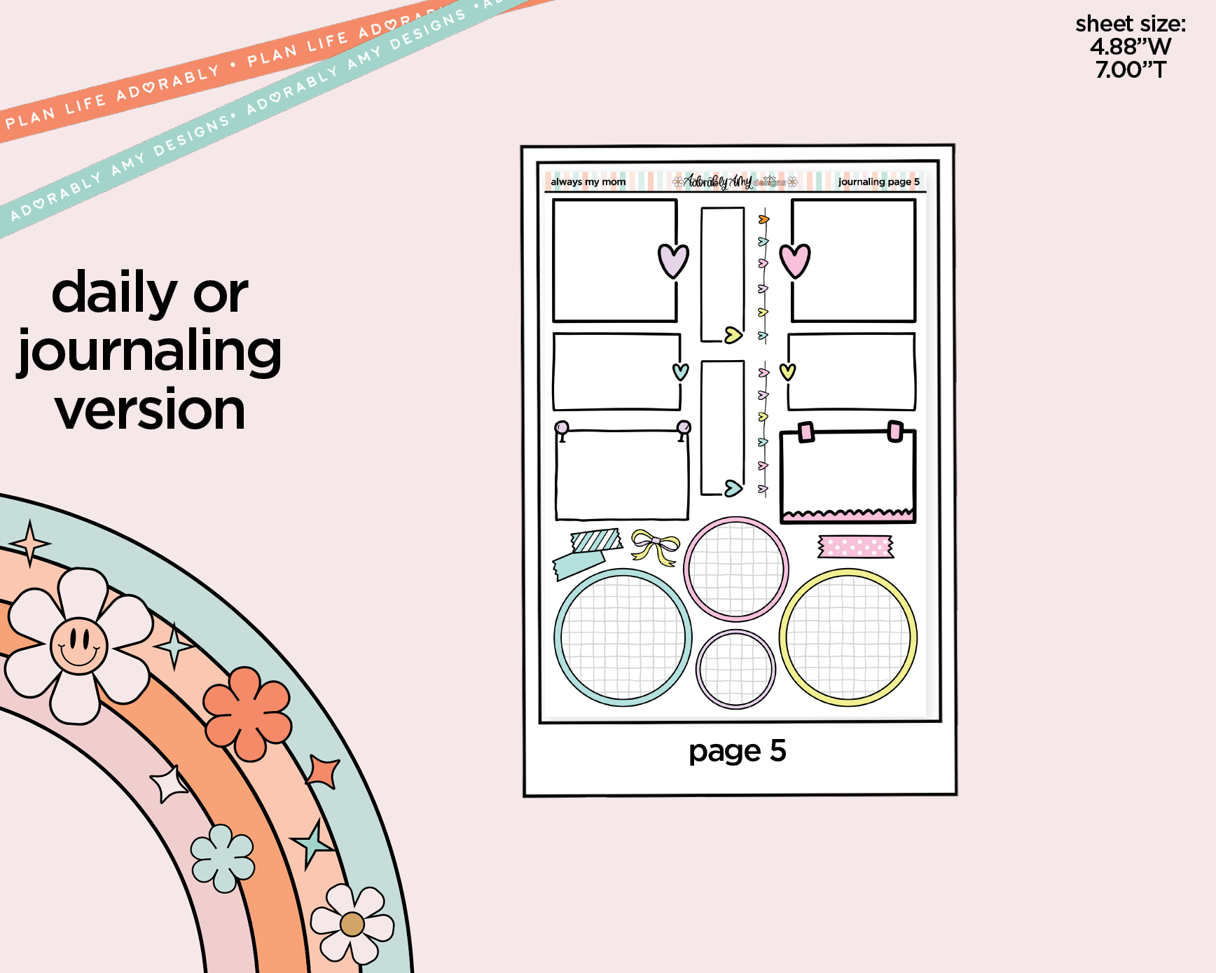 Journaling and Daily Planning Always My Mom, Forever My Friend Planner Sticker Kit - Adorably Amy Designs