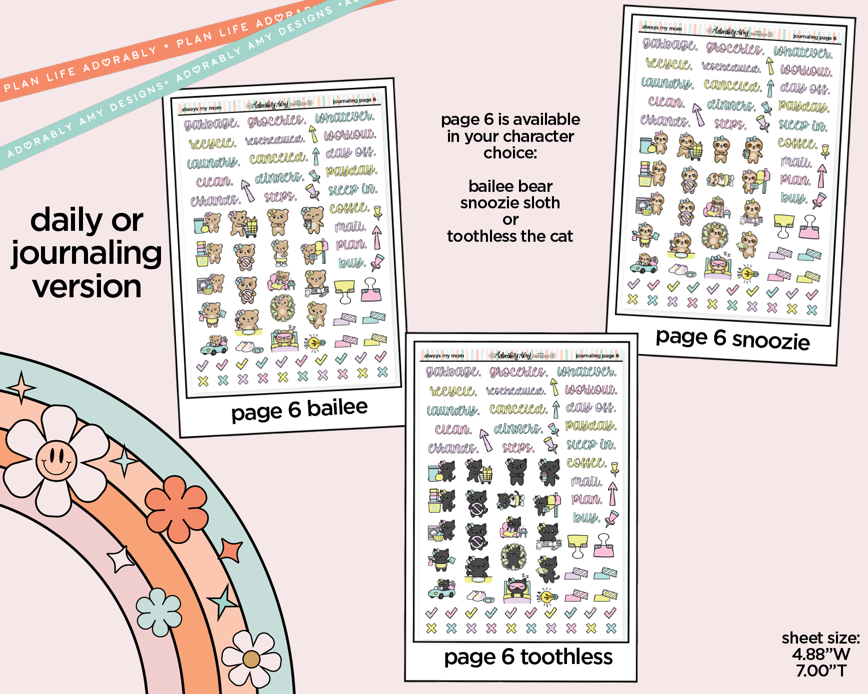 Journaling and Daily Planning Always My Mom, Forever My Friend Planner Sticker Kit - Adorably Amy Designs