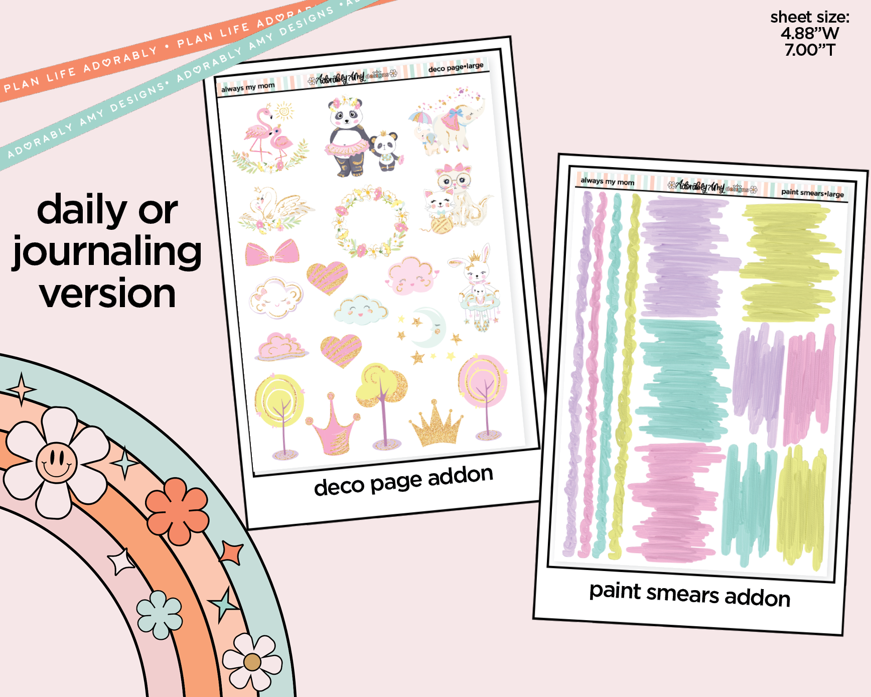 Journaling and Daily Planning Always My Mom, Forever My Friend Planner Sticker Kit - Adorably Amy Designs