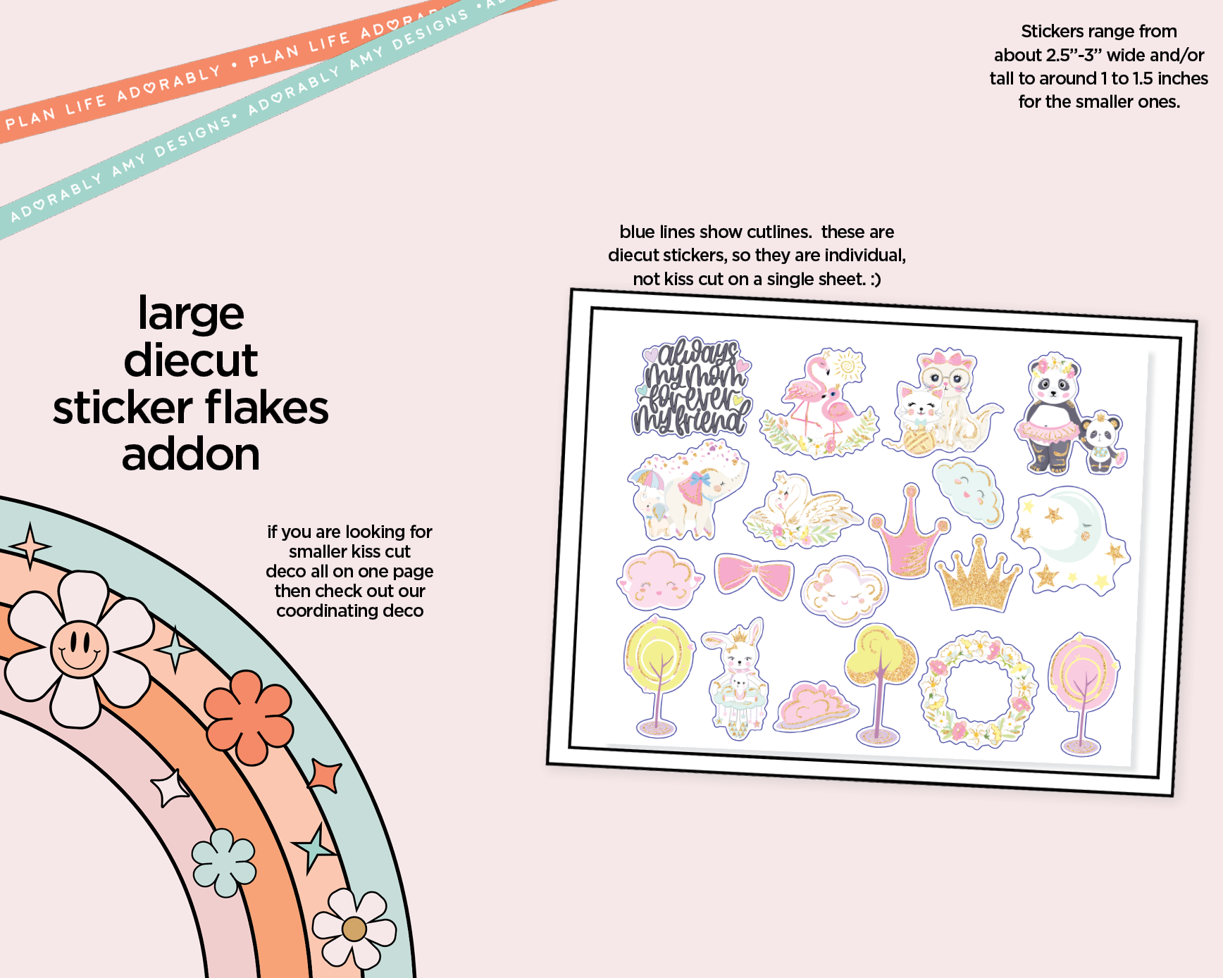 Journaling and Daily Planning Always My Mom, Forever My Friend Planner Sticker Kit - Adorably Amy Designs