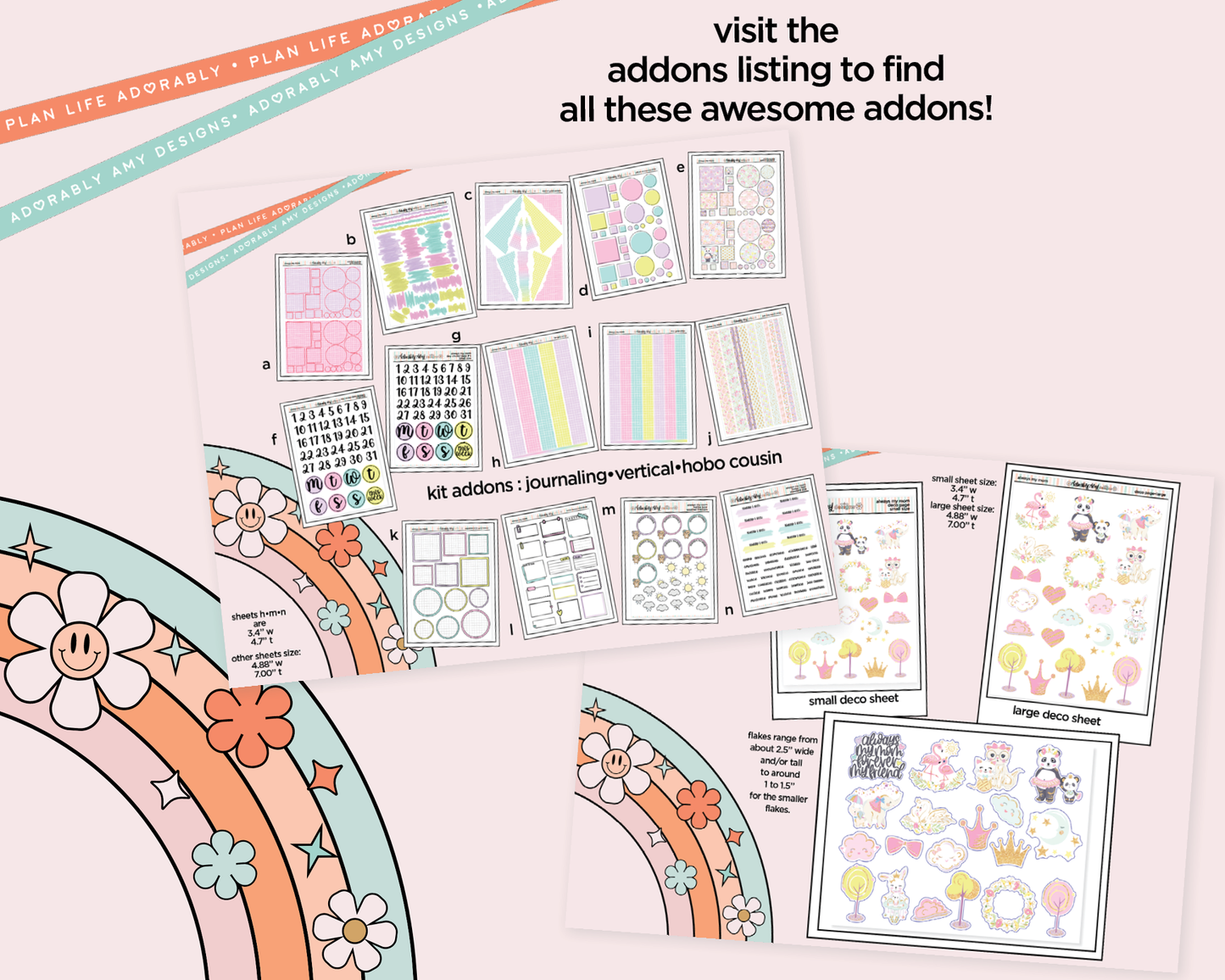 Hobonichi Cousin Weekly Always My Mom, Forever My Friend Planner Sticker Kit for Hobo Cousin or Similar Planners - Adorably Amy Designs