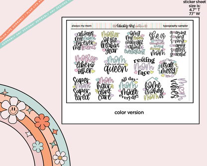 Always My Mom, Forever My Friend Deco Typography Sampler Planner Stickers - Adorably Amy Designs