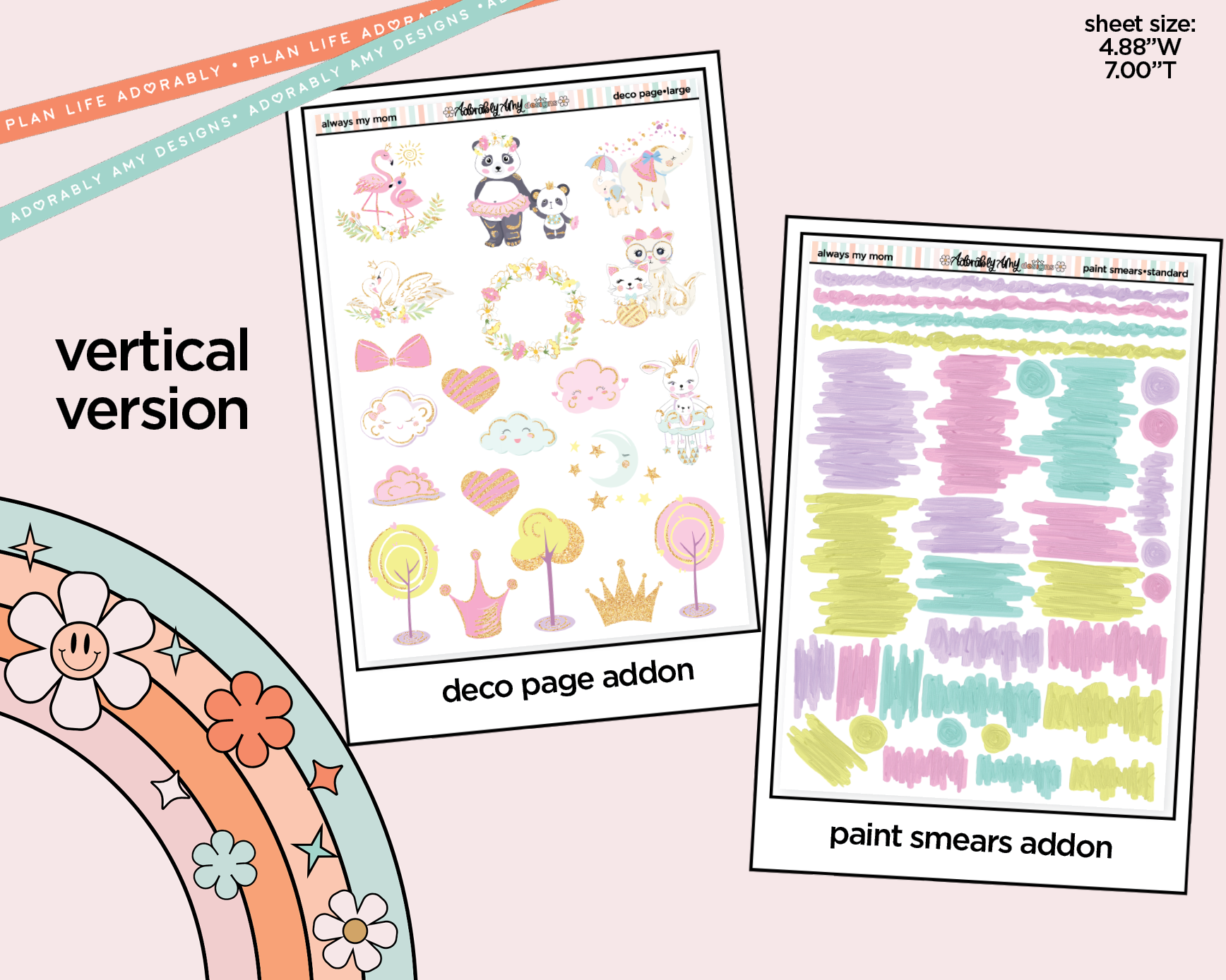 Vertical Always My Mom, Forever My Friend Sticker Kit for Vertical Standard Size Planners or Insert - Adorably Amy Designs