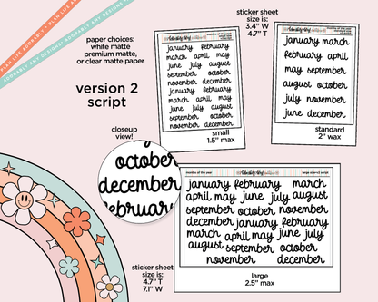 Months of the Year 2025 Planner Stickers for any Planner or Insert