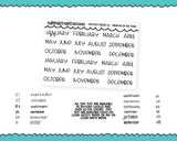 Foiled Tiny Text Series - Months of the Year Checklist Size Planner Stickers for any Planner or Insert
