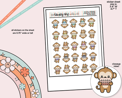Monty the Monkey Book Stack Decoration Character Planner Stickers