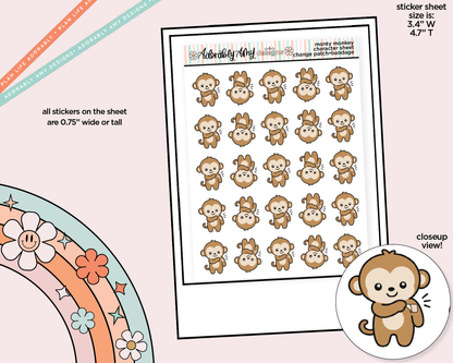 Monty the Monkey Change Patch - Bandage Decoration Character Planner Stickers