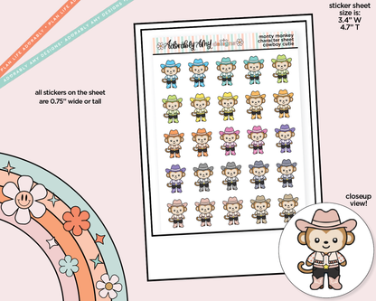 Monty the Monkey Cowboy Cutie Decoration Character Planner Stickers