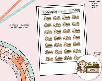 Monty the Monkey Farmers Market Decoration Character Planner Stickers