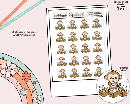 Monty the Monkey Organizing - Spring Cleaning Decoration Character Planner Stickers