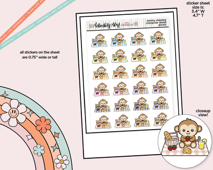 Monty the Monkey Go on a Picnic Decoration Character Planner Stickers