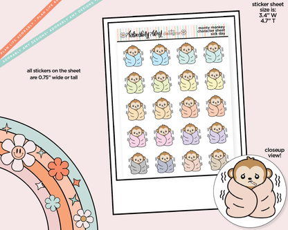 Monty the Monkey Sick Day Decoration Character Planner Stickers