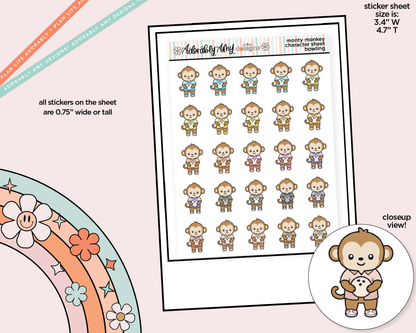 Monty the Monkey Bowling Decoration Character Planner Stickers