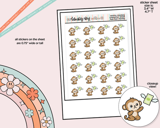 Monty the Monkey Bye Bye Money Decoration Character Planner Stickers