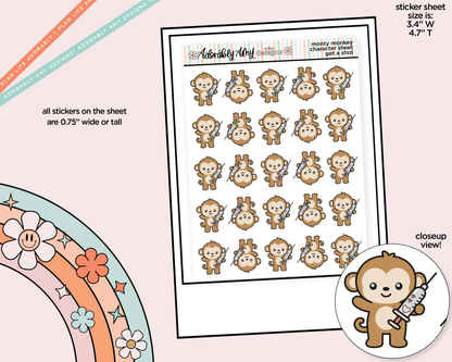 Monty the Monkey Get a Shot Decoration Character Planner Stickers