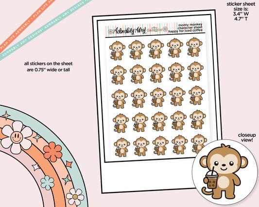 Monty the Monkey Hot Dog Decoration Character Planner Stickers