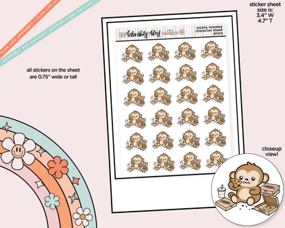 Monty the Monkey Pizza Night Decoration Character Planner Stickers