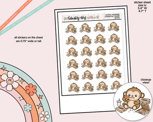 Monty the Monkey Pizza Night Decoration Character Planner Stickers
