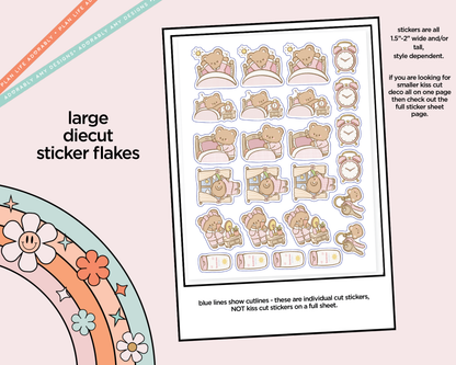 Morning Routine Bear Deco Stickers in Multiple Sizes Decorative Planner Stickers - Adorably Amy Designs