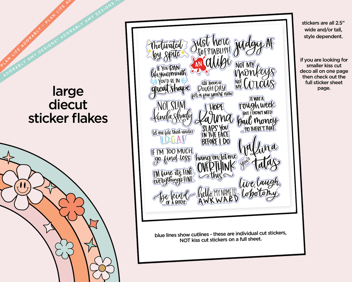 Hand Lettered Motivated by Spite Typography Sampler Planner Stickers - Adorably Amy Designs