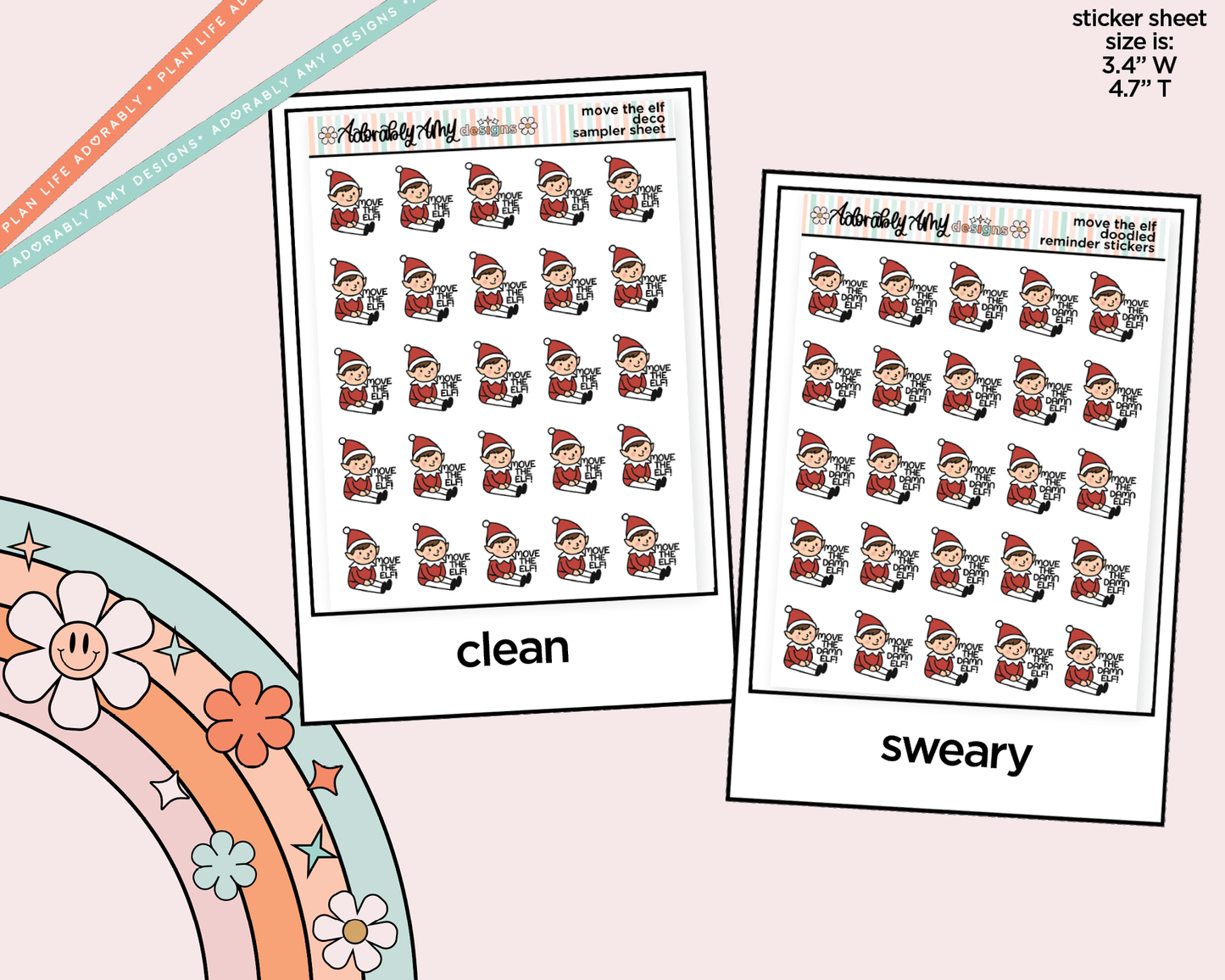 Move the Elf Reminder Decorative Planner Stickers for any Planner or Insert