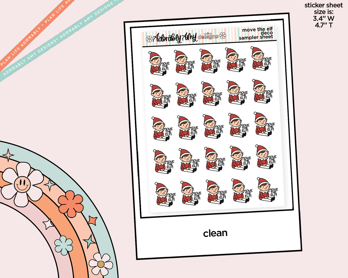Move the Elf Reminder Decorative Planner Stickers for any Planner or Insert