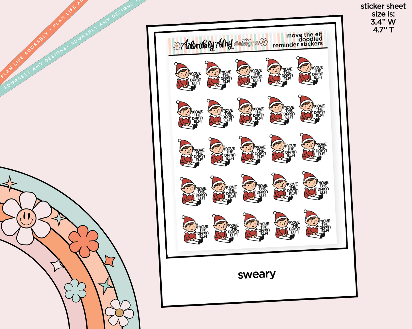 Move the Elf Reminder Decorative Planner Stickers for any Planner or Insert