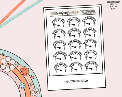Rainbow or Black My Give a Fuck Meter Typography Planner Stickers - Adorably Amy Designs