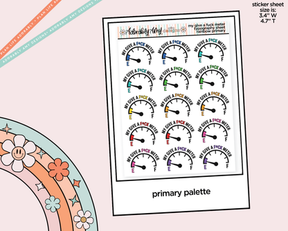 Rainbow or Black My Give a Fuck Meter Typography Planner Stickers - Adorably Amy Designs