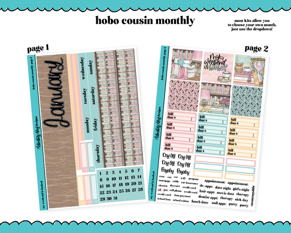 Hobonichi Cousin Monthly Pick Your Month My Weekend is Booked Planner Sticker Kit for Hobo Cousin or Similar Planners