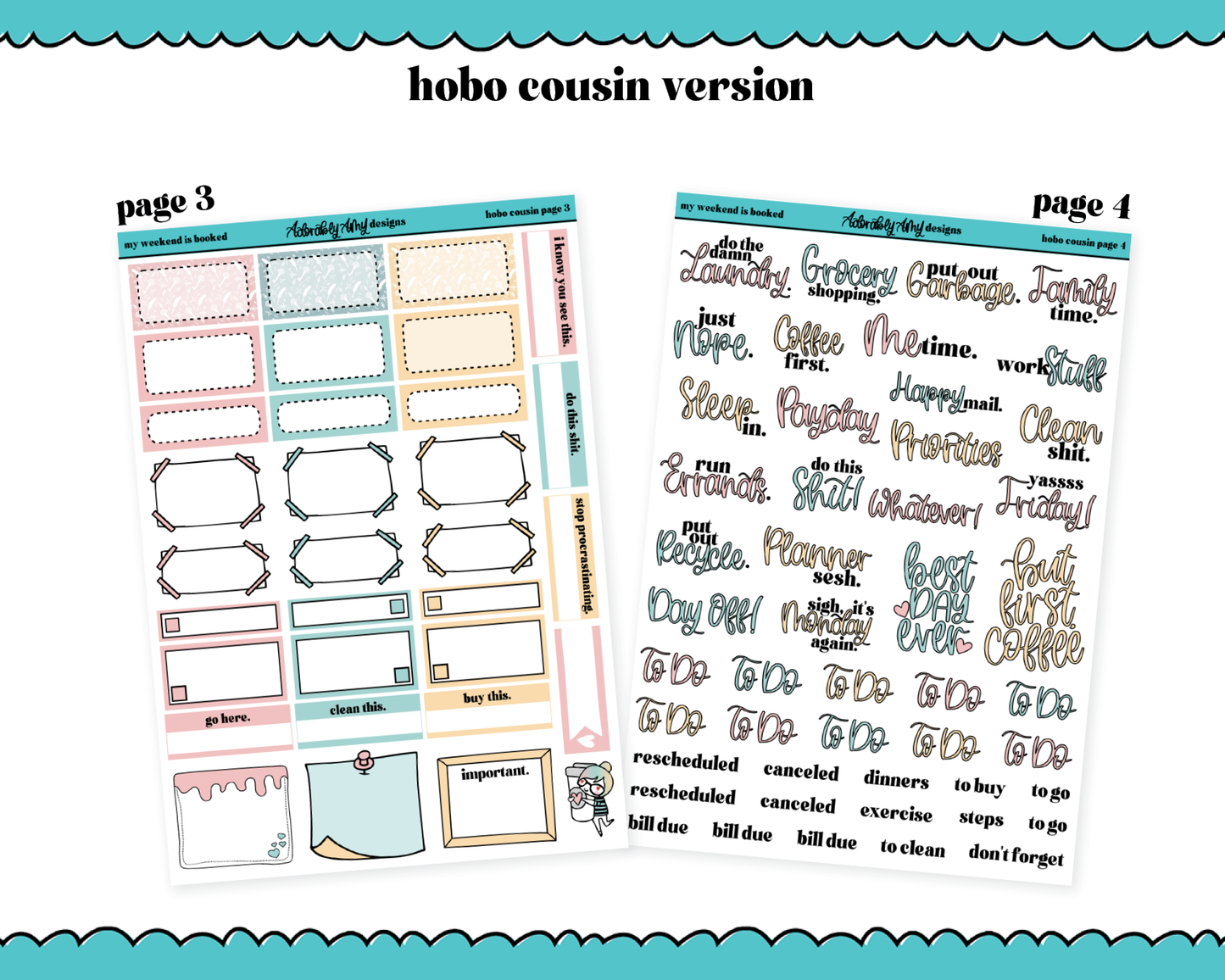 Hobonichi Cousin Weekly My Weekend is Booked Reading & Book Themed Planner Sticker Kit for Hobo Cousin or Similar Planners