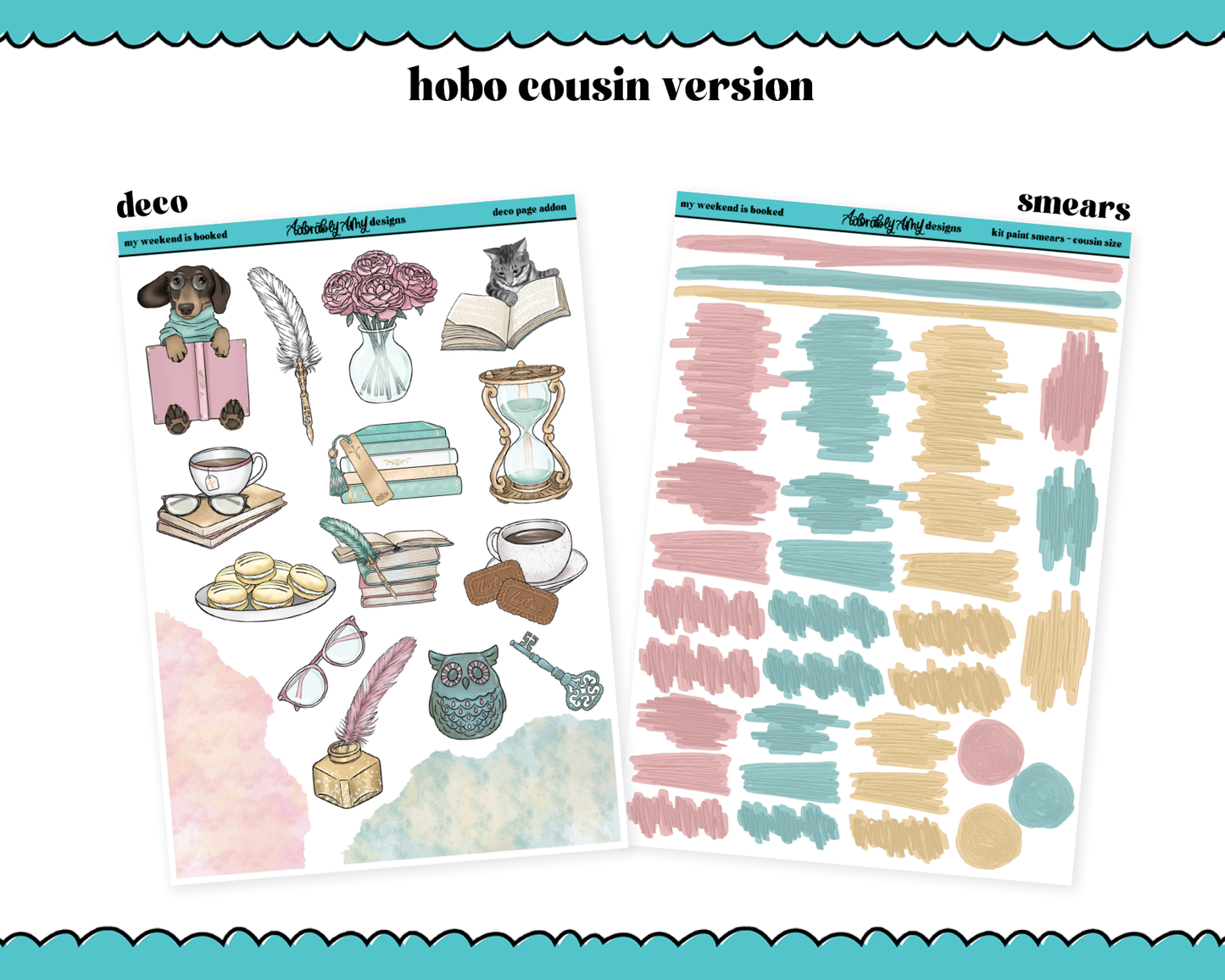 Hobonichi Cousin Weekly My Weekend is Booked Reading & Book Themed Planner Sticker Kit for Hobo Cousin or Similar Planners