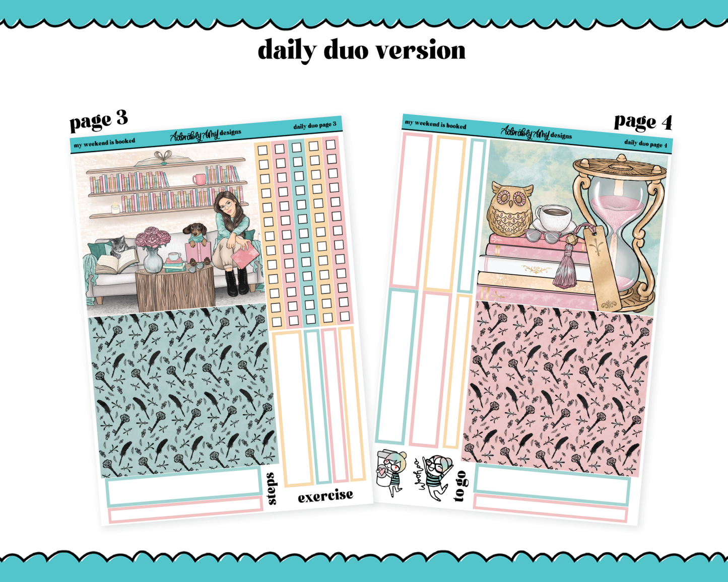 Daily Duo My Weekend is Booked Reading & Books Themed Weekly Planner Sticker Kit for Daily Duo Planner