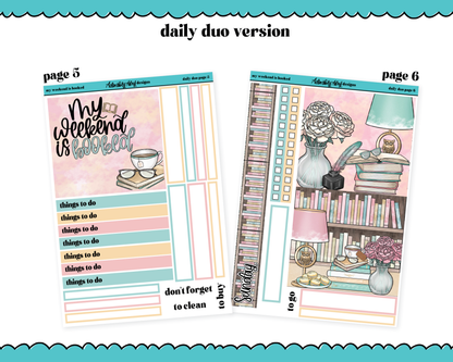 Daily Duo My Weekend is Booked Reading & Books Themed Weekly Planner Sticker Kit for Daily Duo Planner