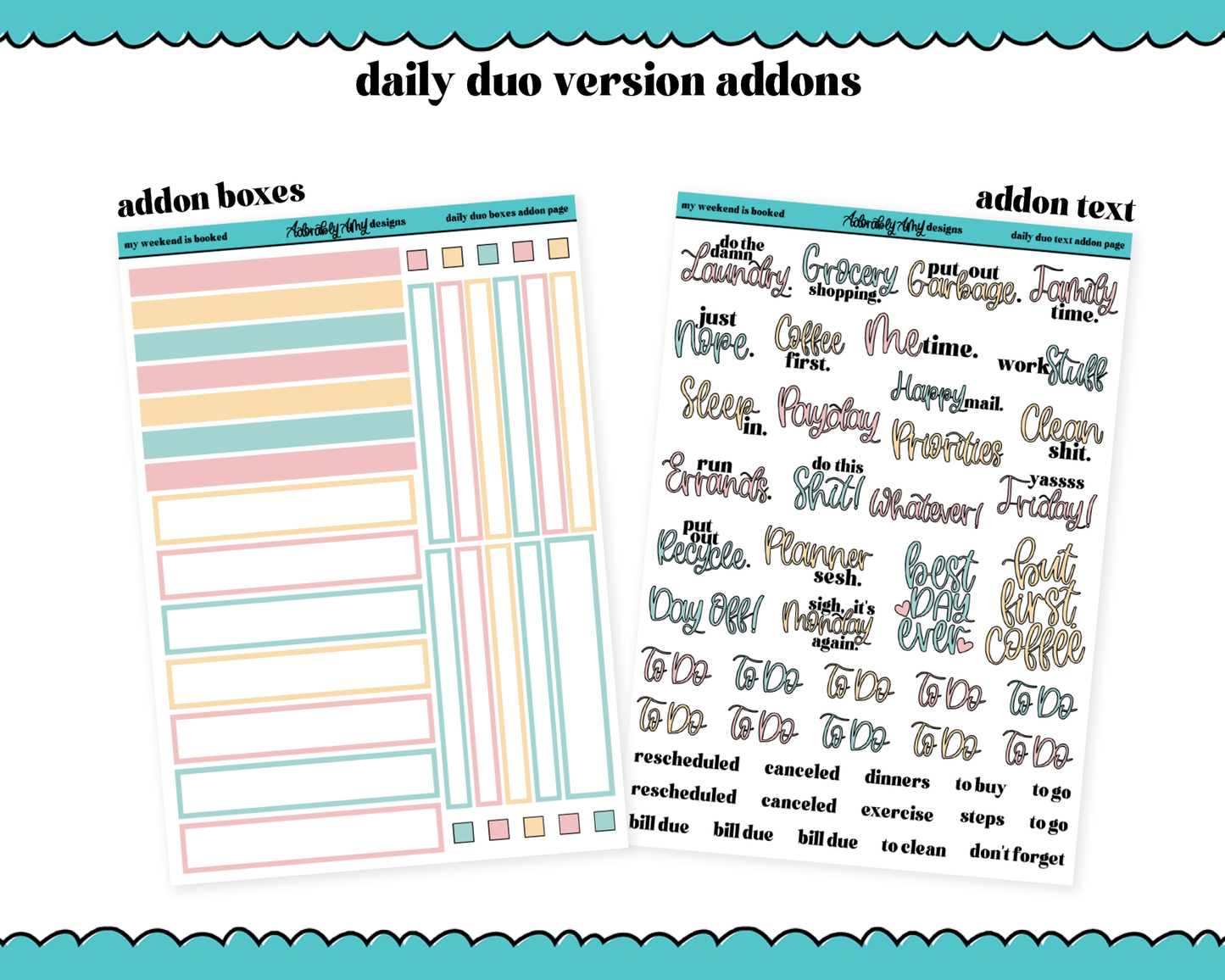 Daily Duo My Weekend is Booked Reading & Books Themed Weekly Planner Sticker Kit for Daily Duo Planner