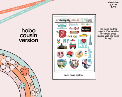 Hobonichi Cousin Weekly The Big Apple Planner Sticker Kit for Hobo Cousin or Similar Planners