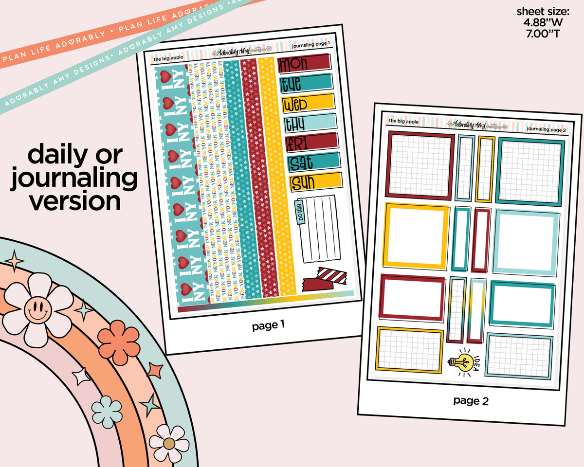 Journaling and Daily Planning The Big Apple Planner Sticker Kit