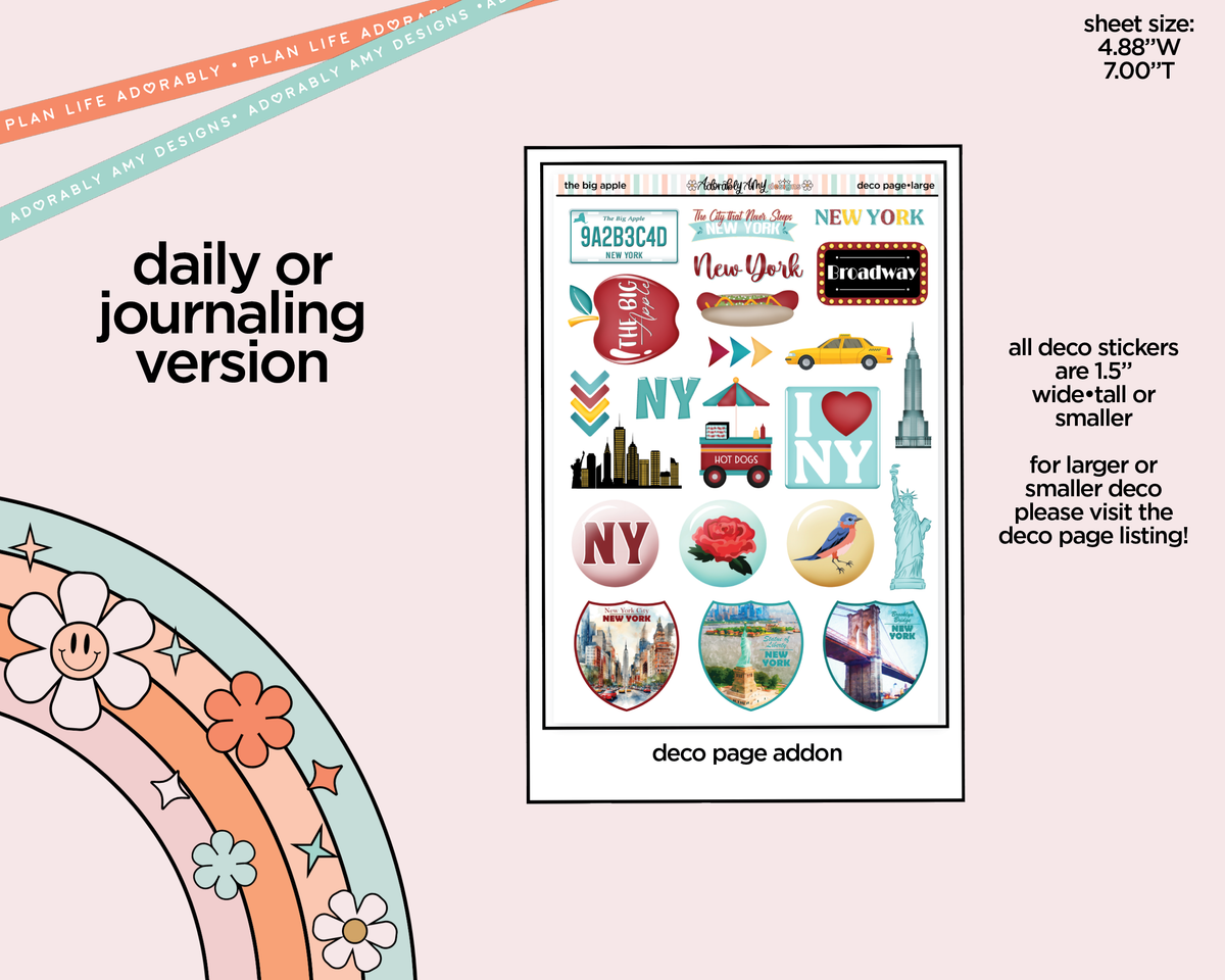 Journaling and Daily Planning The Big Apple Planner Sticker Kit