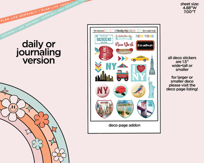 Journaling and Daily Planning The Big Apple Planner Sticker Kit