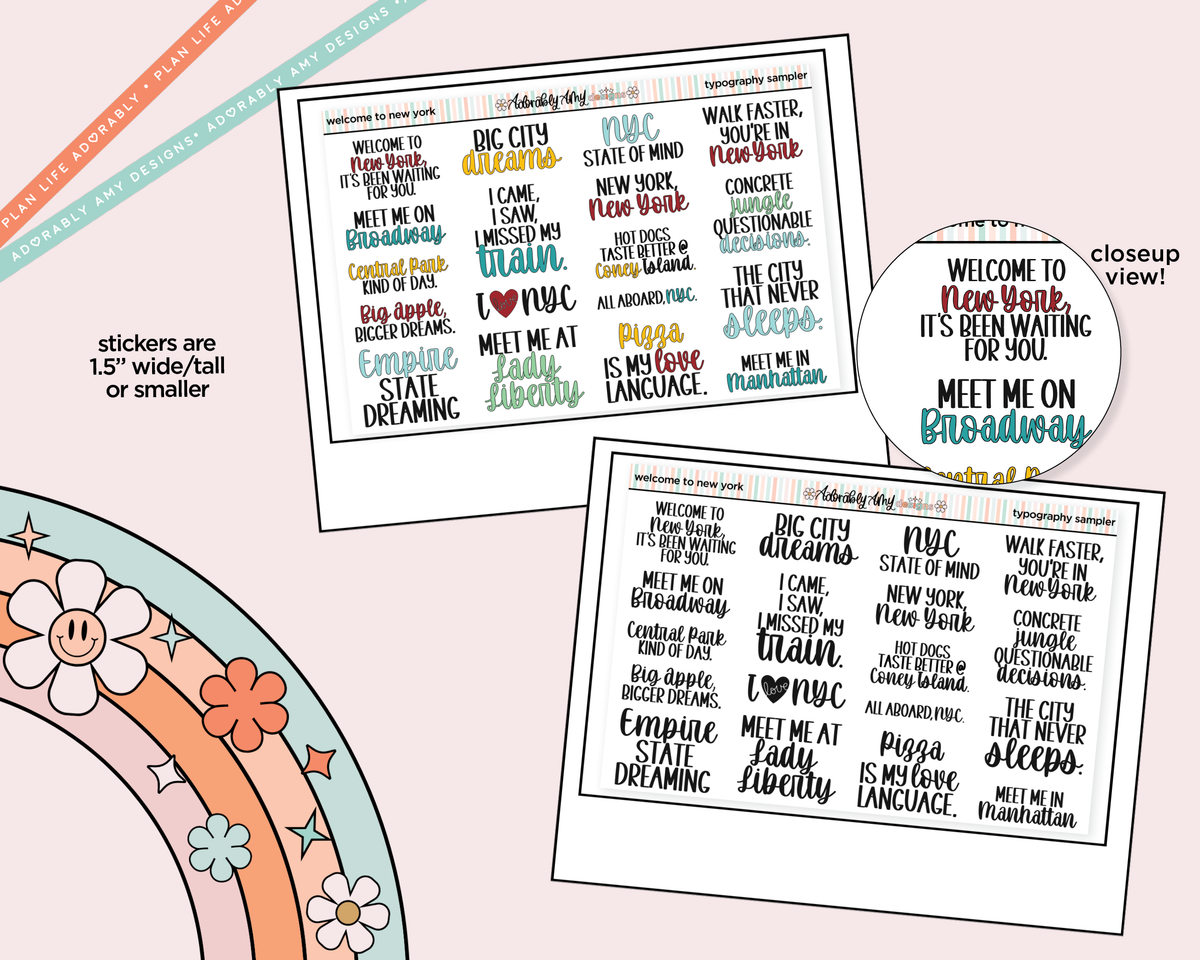 Welcome to New York Typography Sampler Planner Stickers