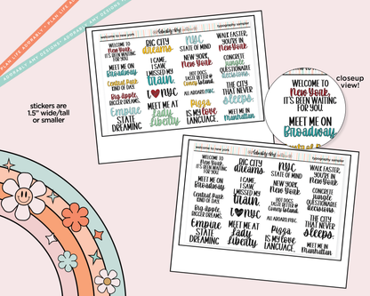 Welcome to New York Typography Sampler Planner Stickers