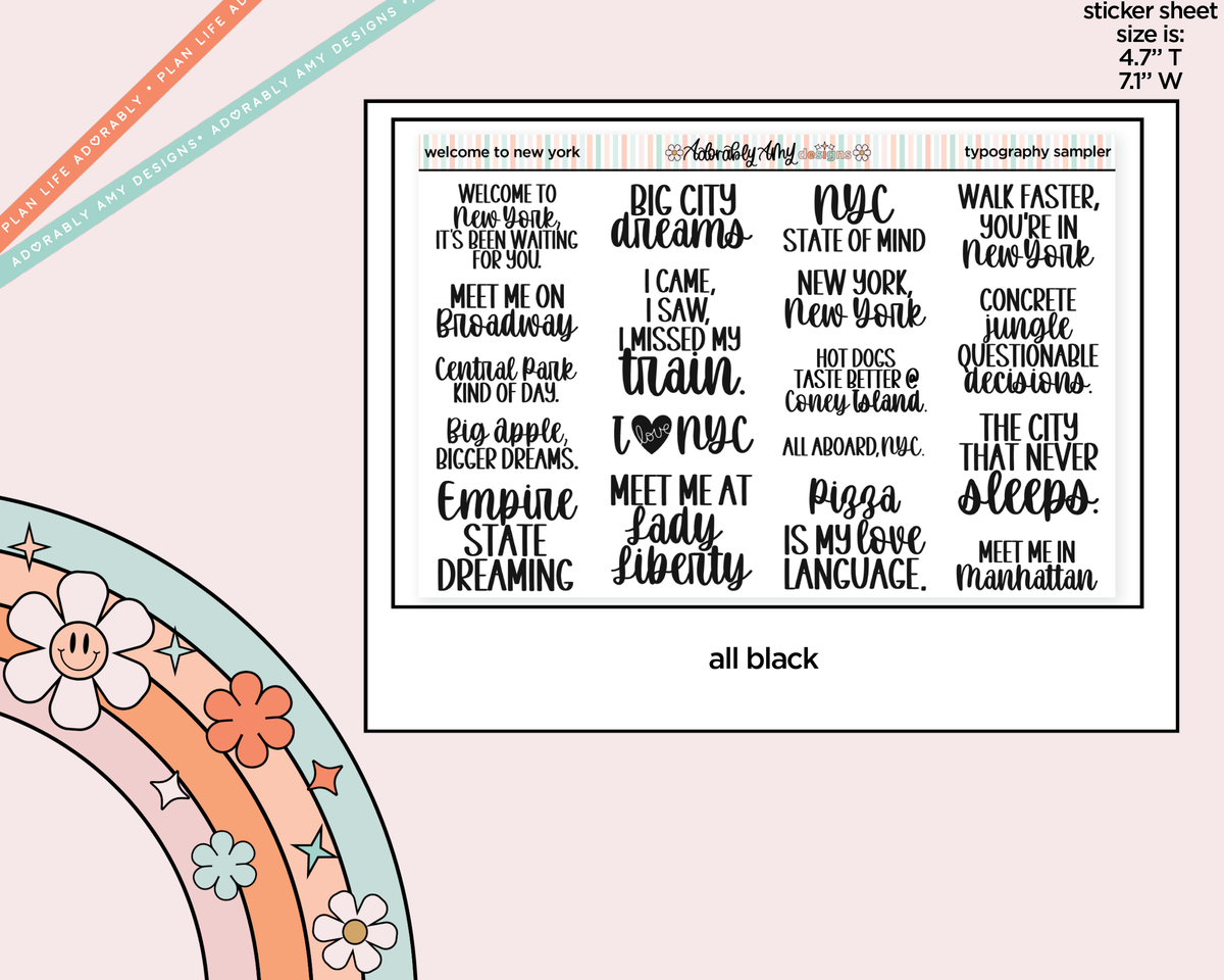 Welcome to New York Typography Sampler Planner Stickers