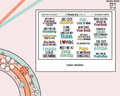 Welcome to New York Typography Sampler Planner Stickers