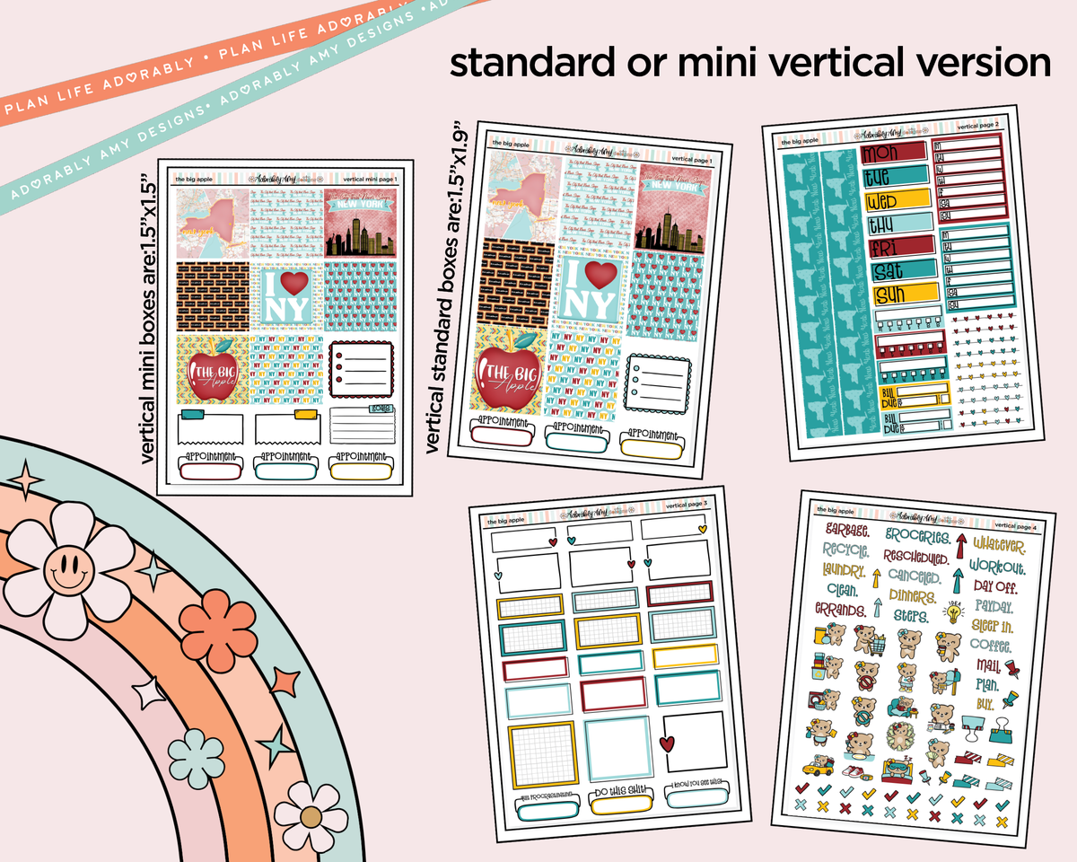 Vertical The Big Apple Collection Kit for Vertical Standard Size Planners or Insert