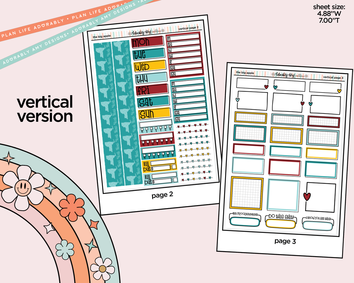 Vertical The Big Apple Collection Kit for Vertical Standard Size Planners or Insert