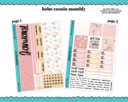 Hobonichi Cousin Monthly Pick Your Month New Year Wishes Planner Sticker Kit for Hobo Cousin or Similar Planners