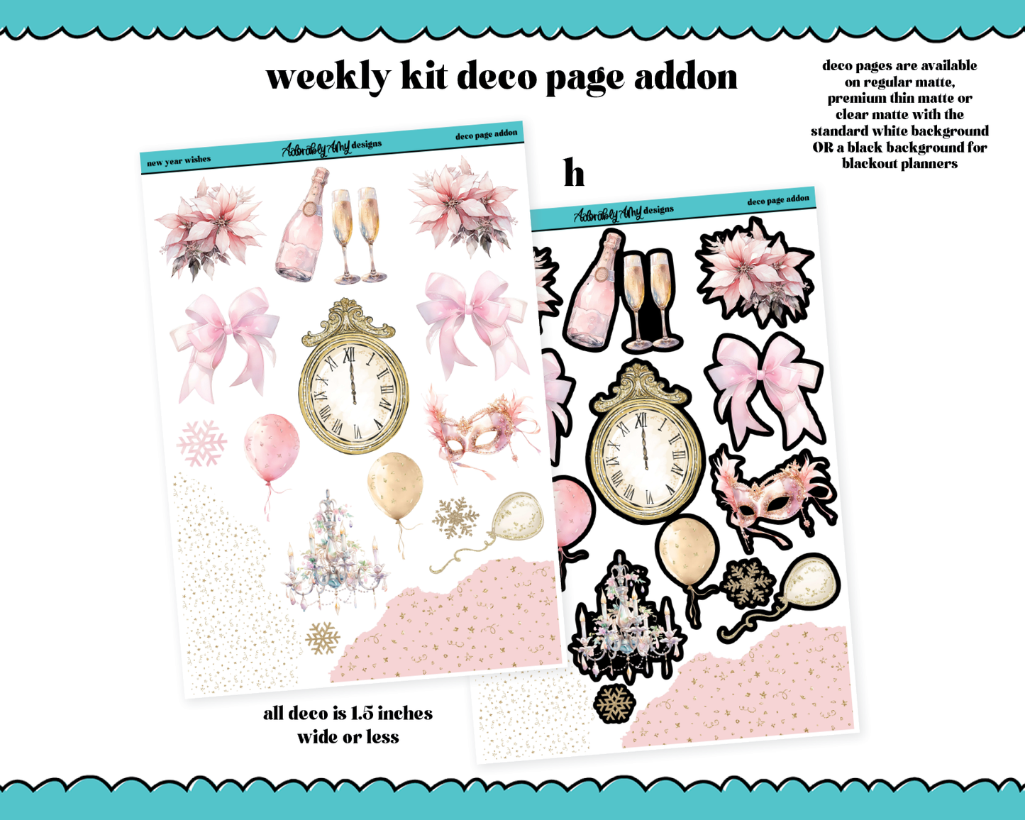 New Year Wishes Weekly Kit Addons - All Sizes - Deco, Smears and More!