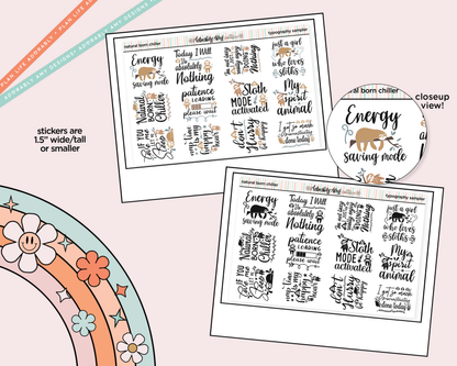 Natural Born Chiller Typography Sampler Planner Stickers - Adorably Amy Designs