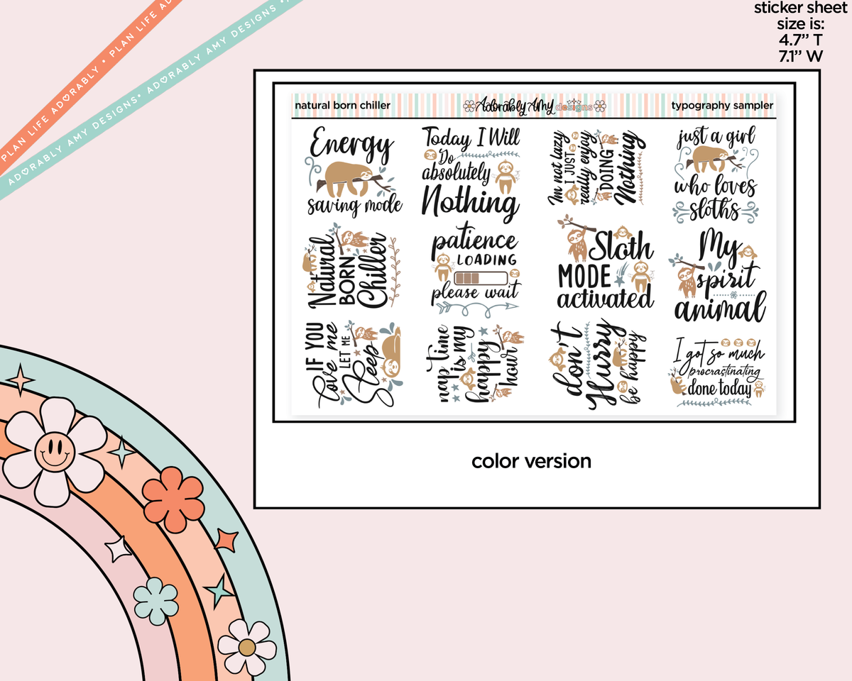 Natural Born Chiller Typography Sampler Planner Stickers - Adorably Amy Designs