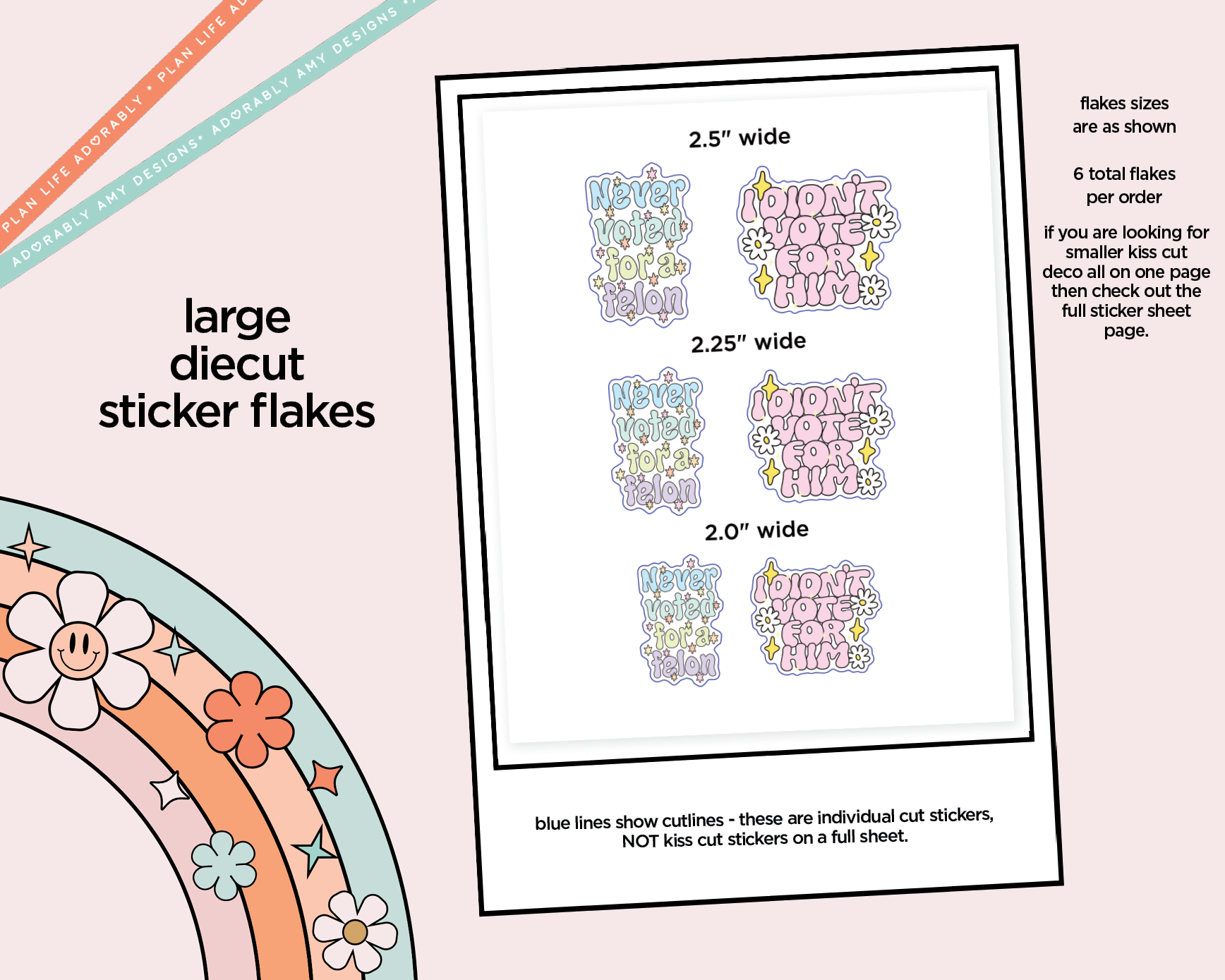 Never Voted for a Felon Typography Sampler Planner Stickers - Adorably Amy Designs